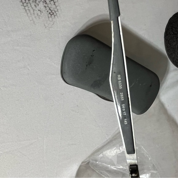 Ray-Ban silver rimless eyeglasses gray arms rubber at ends Rx lens installed - Picture 8 of 9